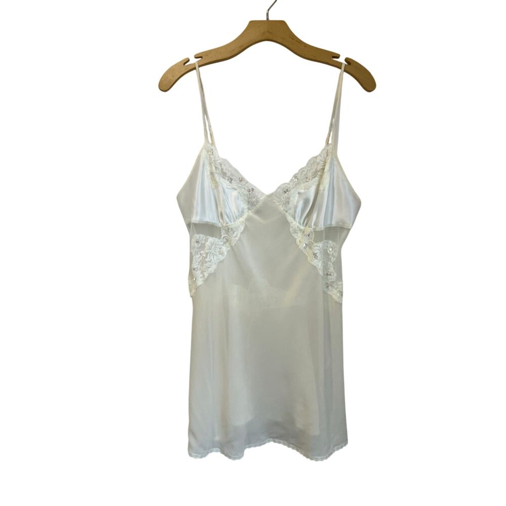 Victoria’s Secret Vintage Silk Lace Sheer Slip Mini Dress Y2K Size L